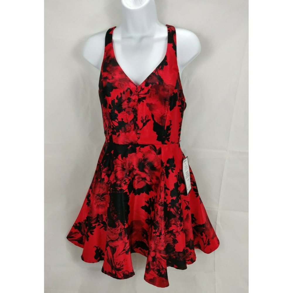 City Studios Womens Dress Juniors Size 3 Red Black - Picture 5 of 16
